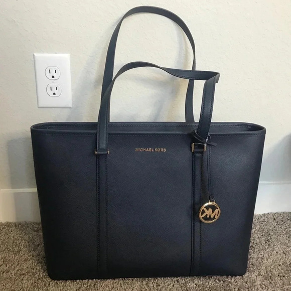 Michael Kors Navy Blue Handbag Tote Bag - Picture 1 of 6